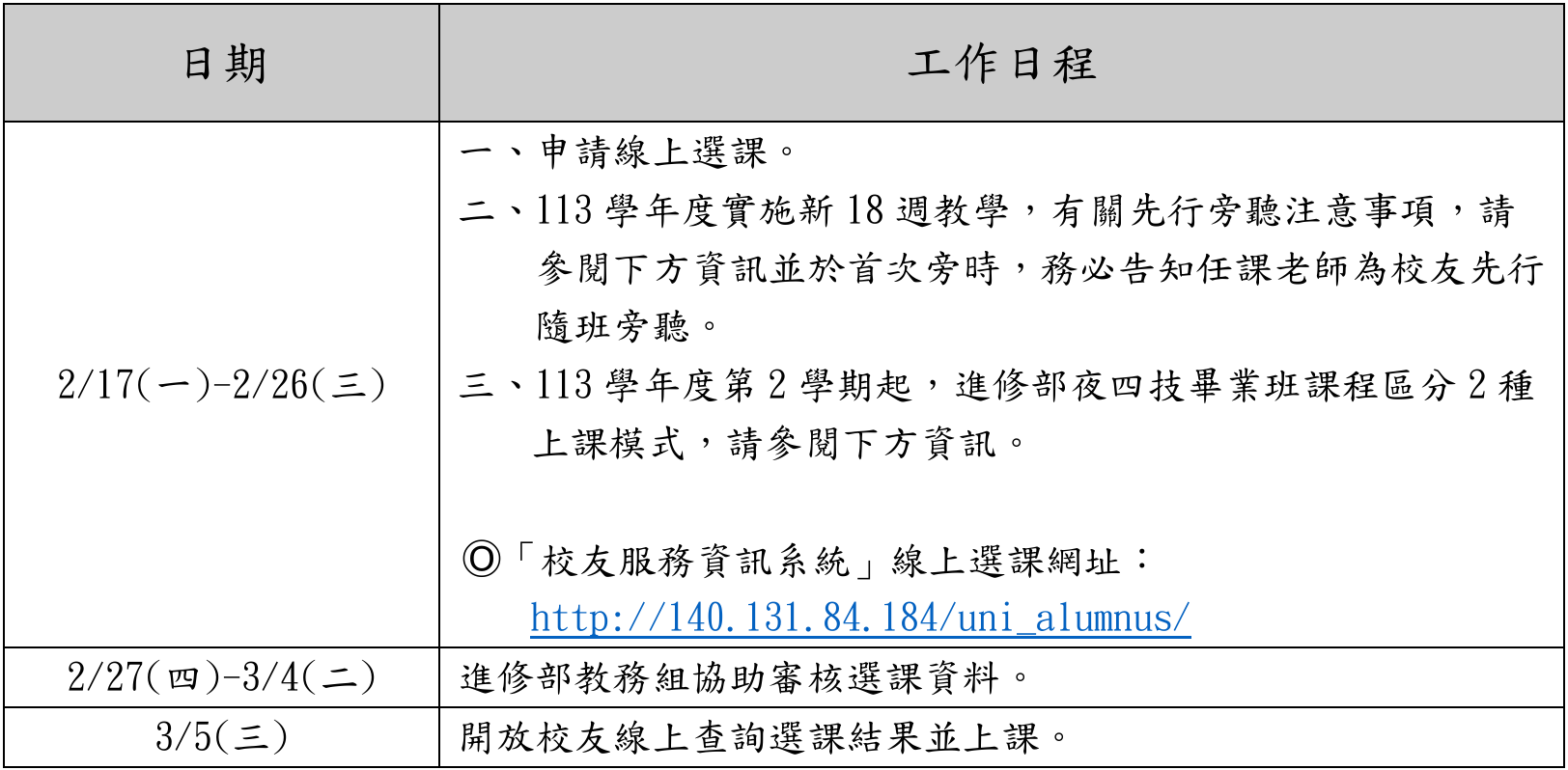 隨班附讀選課時程規劃
