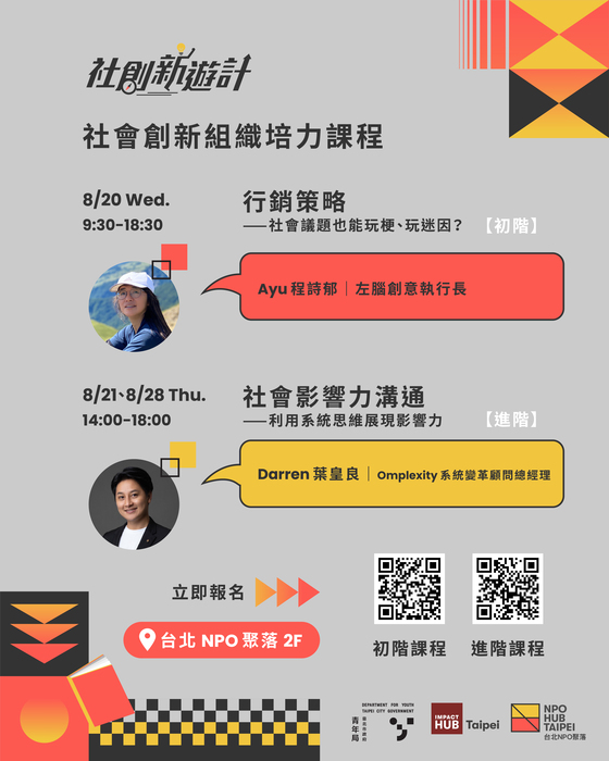 【實習就業輔導中心】臺北市政府青年局辦理「114年8月社會創新組織培力課程」圖片