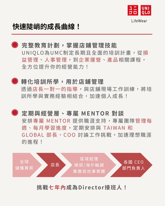 【徵才資訊】UNIQLO_台灣優衣庫有限公司「UNIQLO 2026 全球儲備菁英計畫」（招募截止日2026/03/22）圖片